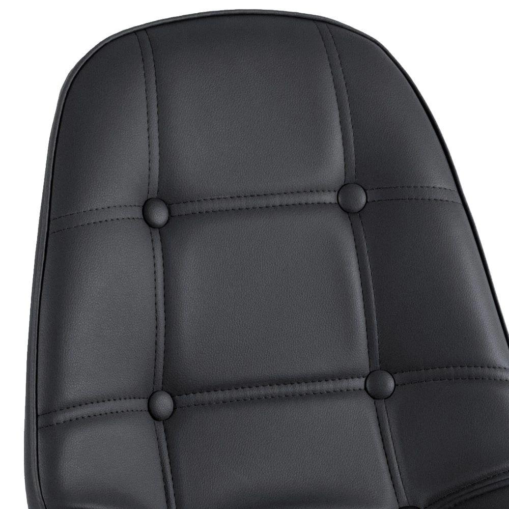 Mesa Eames com tampo de vidro 120 cm + 6 cadeiras estofadas Eiffel Botonê - Preto