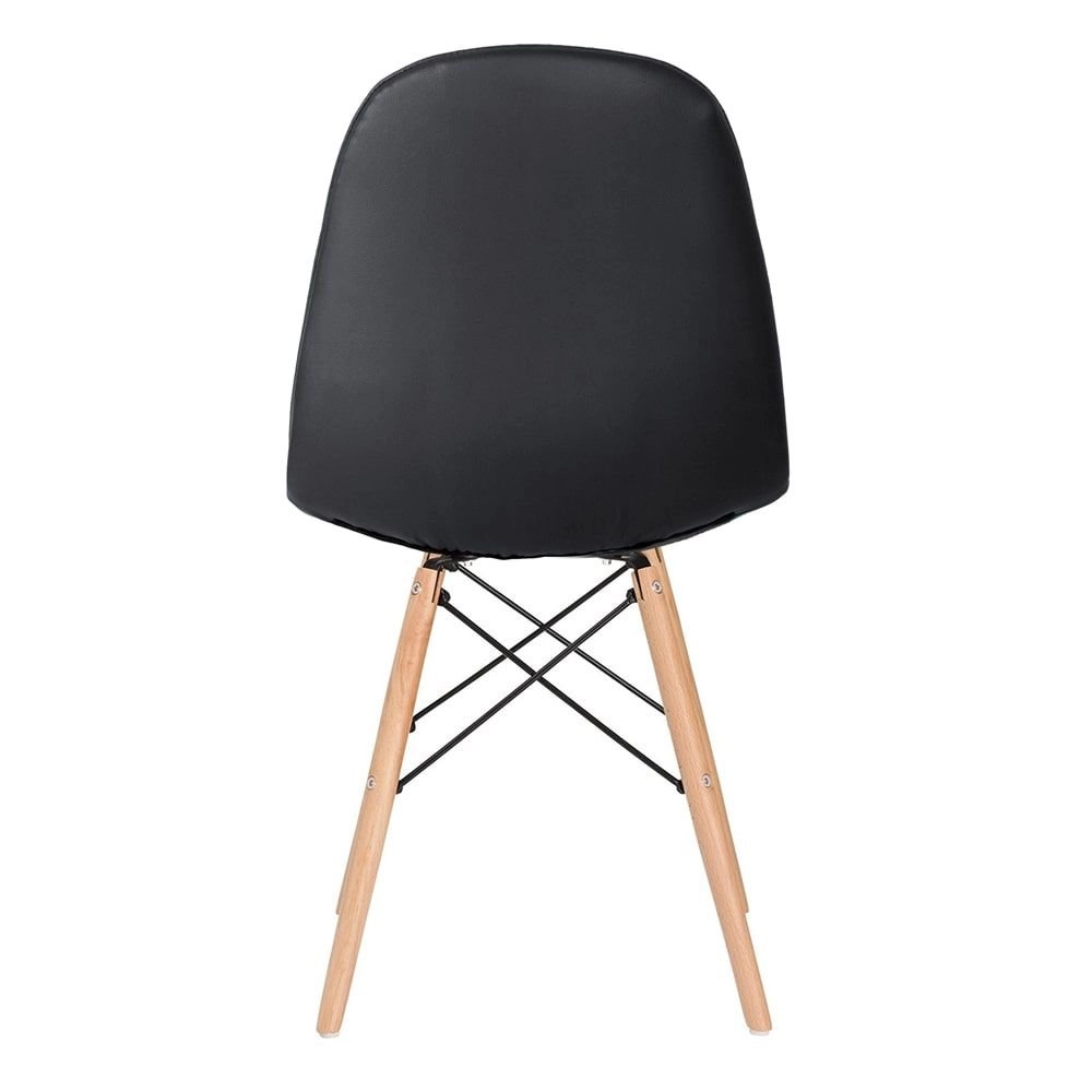 Mesa Eames com tampo de vidro 120 cm + 6 cadeiras estofadas Eiffel Botonê - Preto