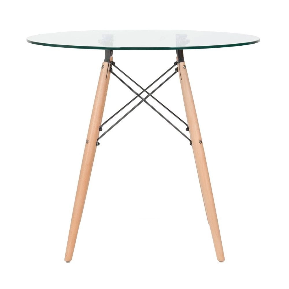 Mesa Eames com tampo de vidro 80 cm + 3 cadeiras Eiffel Dsw Branco Mesa Eames com tampo de vidro 80 cm + 3 cadeiras Eiffel Dsw Branco