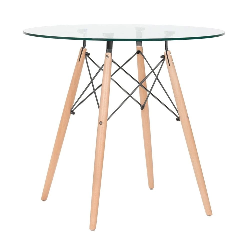 Mesa Eames com tampo de vidro 80 cm + 3 cadeiras Eiffel Dsw Branco Mesa Eames com tampo de vidro 80 cm + 3 cadeiras Eiffel Dsw Branco