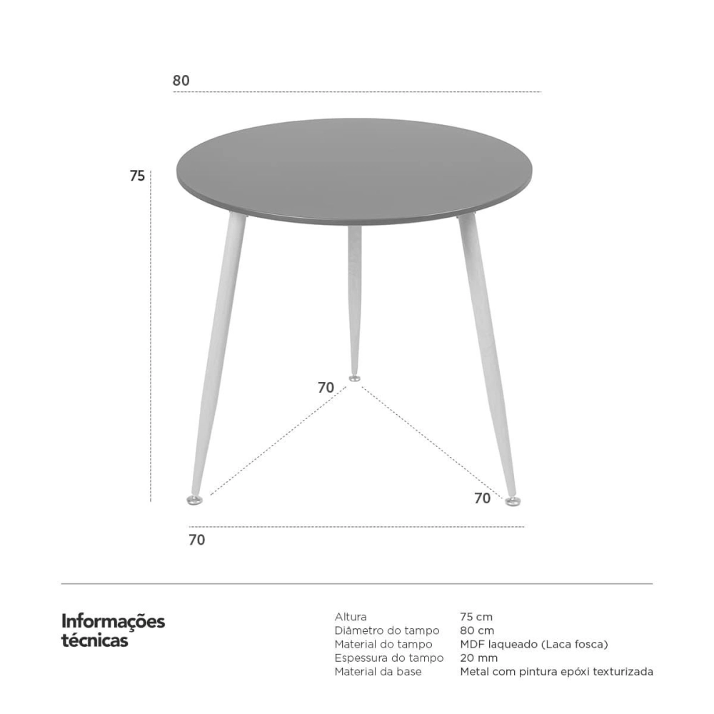 Mesa redonda de cozinha e varanda Clarice 80 cm - Preto Mesa redonda de cozinha e varanda Clarice 80 cm - Preto