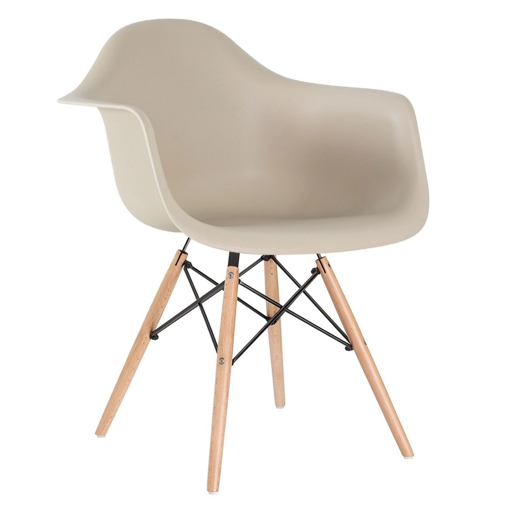 Mesa Redonda de Vidro Eames 90 cm + 2 Cadeiras Eames Eiffel DAW - Nude Mesa Redonda de Vidro Eames 90 cm + 2 Cadeiras Eames Eiffel DAW - Nude