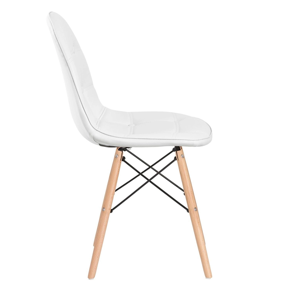 Mesa redonda Eames 100 cm branco + 4 cadeiras estofadas Eiffel Botonê - Branco Mesa redonda Eames 100 cm branco + 4 cadeiras estofadas Eiffel Botonê - Branco
