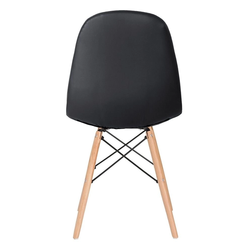 Mesa redonda Eames 100 cm preto + 4 cadeiras estofadas Eiffel Botonê - Preto Mesa redonda Eames 100 cm preto + 4 cadeiras estofadas Eiffel Botonê - Preto
