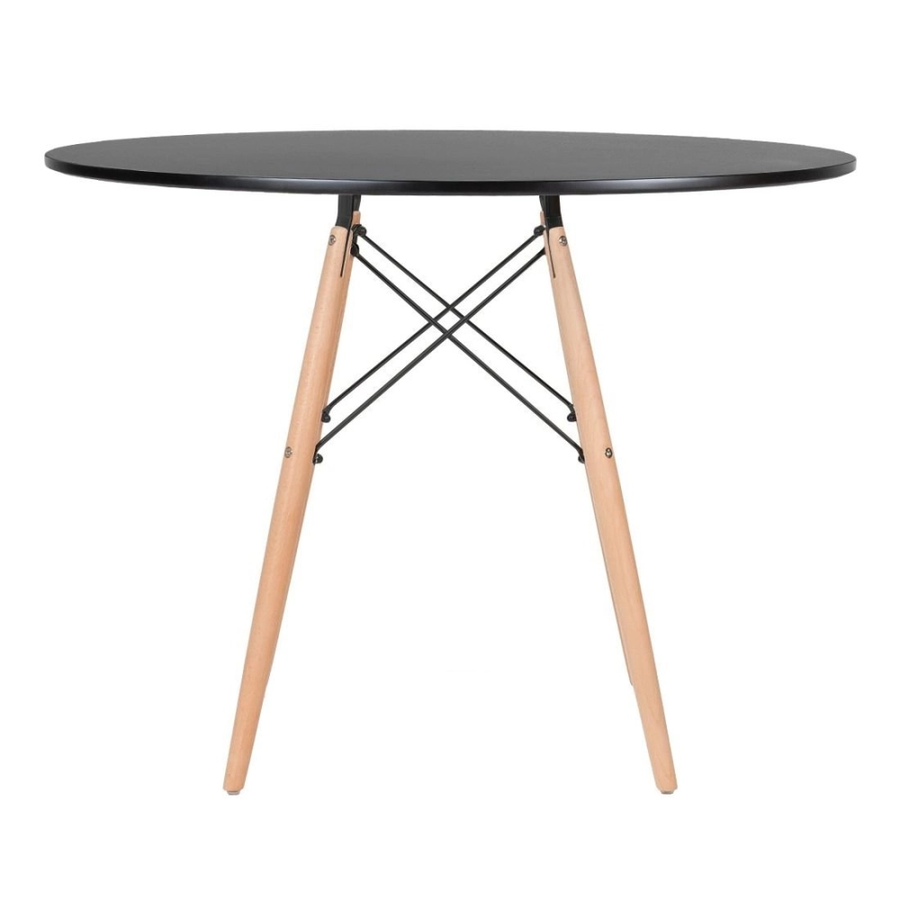 Mesa redonda Eames 100 cm preto + 6 cadeiras Eiffel DSW - Preto Mesa redonda Eames 100 cm preto + 6 cadeiras Eiffel DSW - Preto