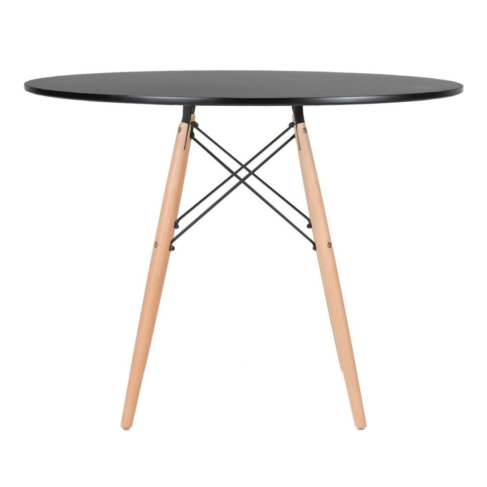 Mesa redonda Eames 100 cm preto + 6 cadeiras Eiffel DSW Roxo Mesa redonda Eames 100 cm preto + 6 cadeiras Eiffel DSW Roxo