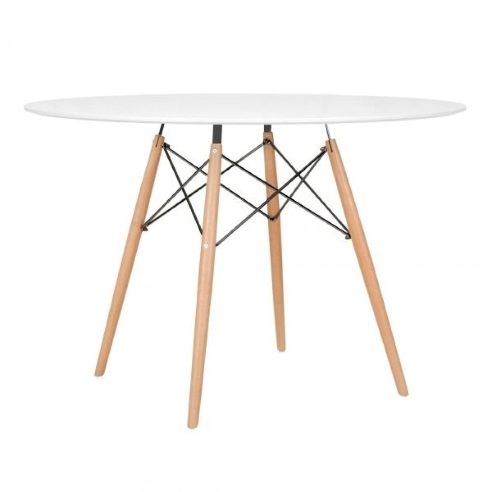 Mesa redonda Eames 120 cm + 4 cadeiras Eames DSW - Branco Mesa redonda Eames 120 cm + 4 cadeiras Eames DSW - Branco