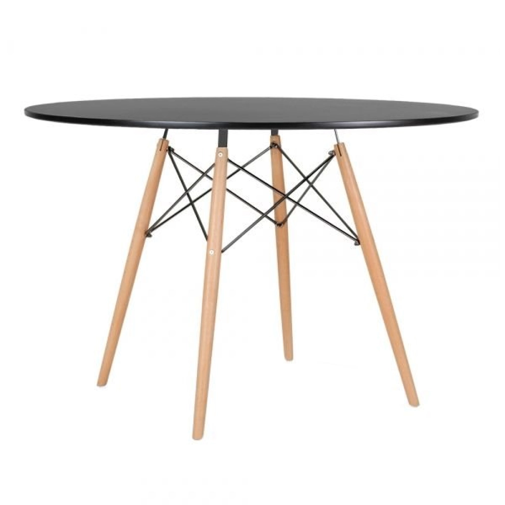 Mesa redonda Eames 120 cm + 5 cadeiras Eames DSW - Preto Mesa redonda Eames 120 cm + 5 cadeiras Eames DSW - Preto