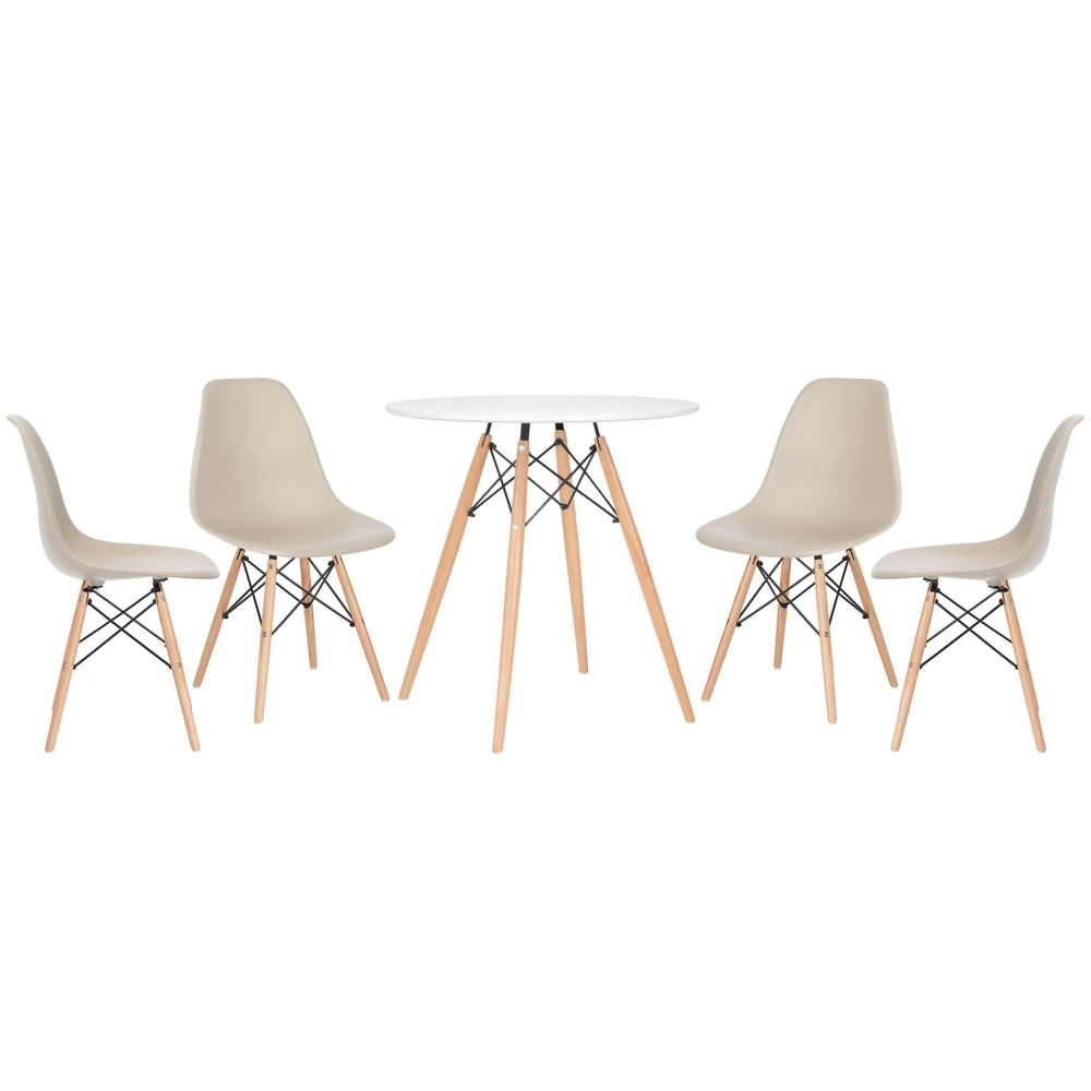 Mesa redonda Eames 70 cm + 2 cadeiras Eiffel DSW - Nude Mesa redonda Eames 70 cm + 2 cadeiras Eiffel DSW - Nude