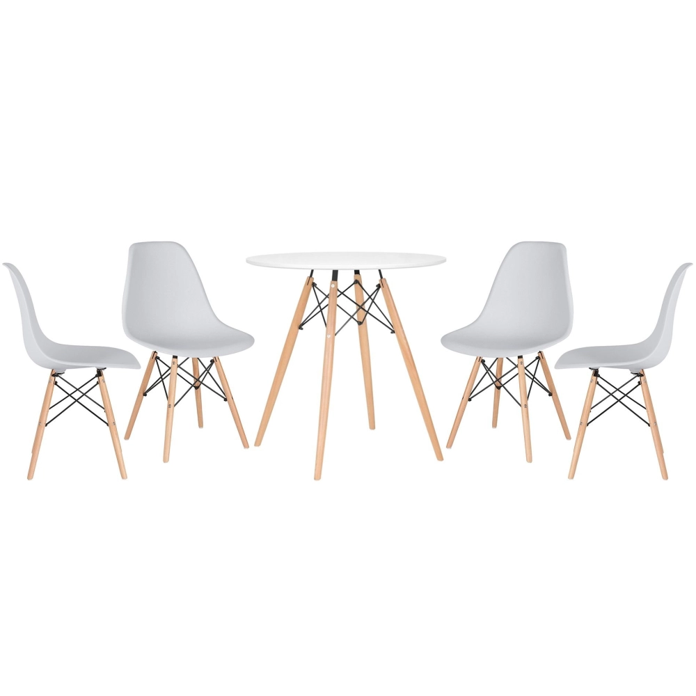 Mesa redonda Eames 70 cm + 4 cadeiras Eiffel DSW - Cinza claro Mesa redonda Eames 70 cm + 4 cadeiras Eiffel DSW - Cinza claro