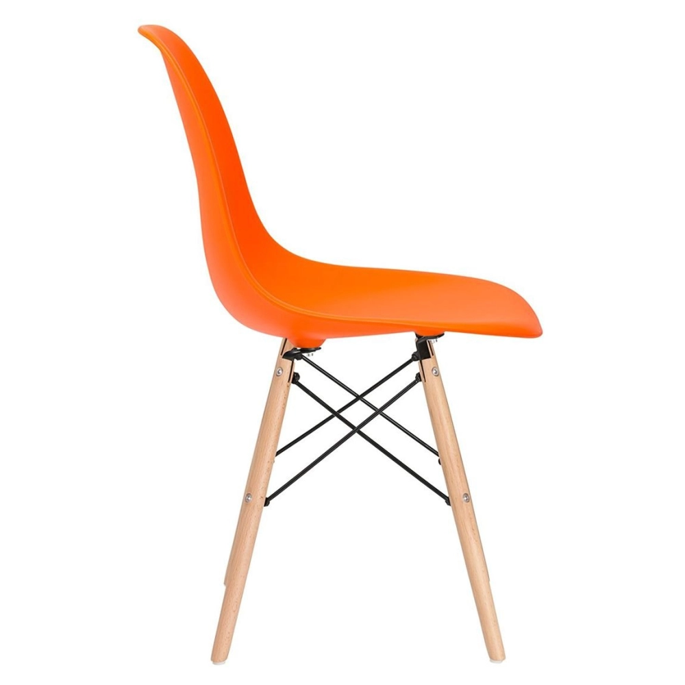 Mesa redonda Eames 70 cm + 4 cadeiras Eiffel DSW - Laranja Mesa redonda Eames 70 cm + 4 cadeiras Eiffel DSW - Laranja