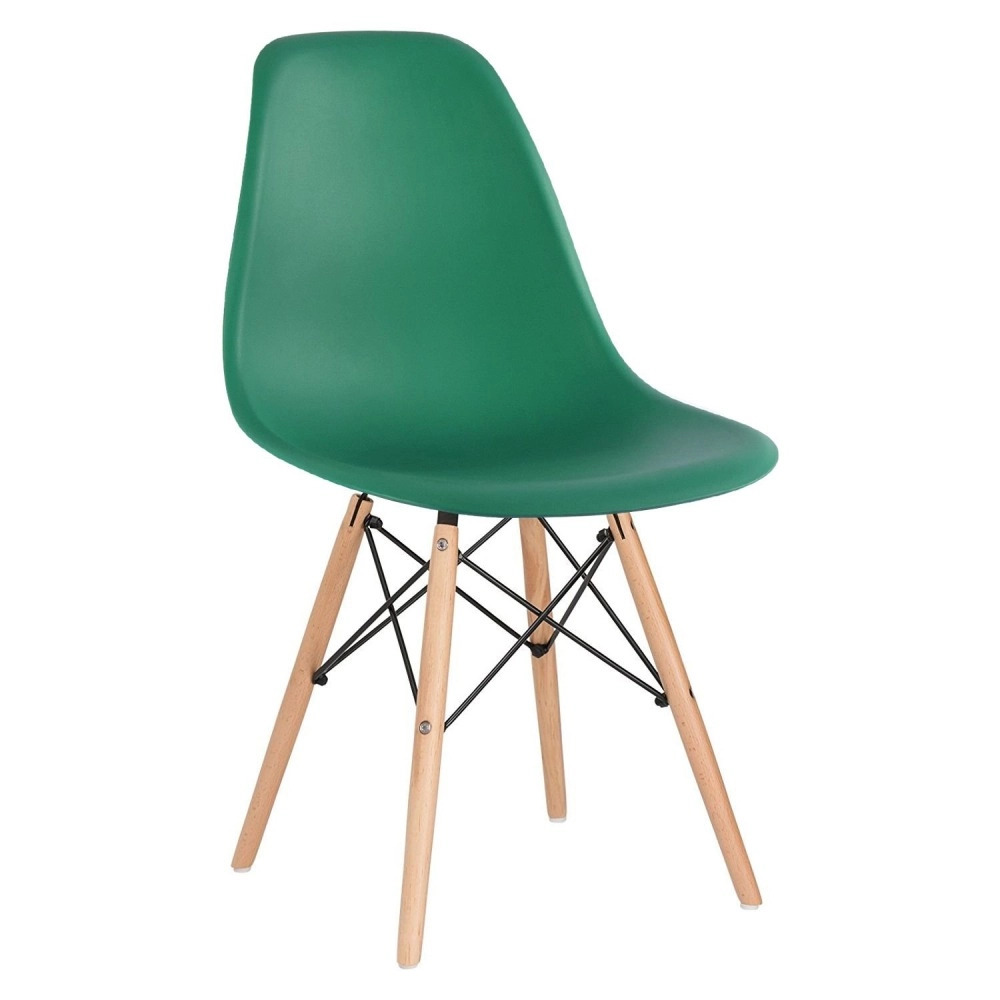 Mesa redonda Eames 70 cm branco + 4 cadeiras Eiffel DSW Verde escuro Mesa redonda Eames 70 cm branco + 4 cadeiras Eiffel DSW Verde escuro