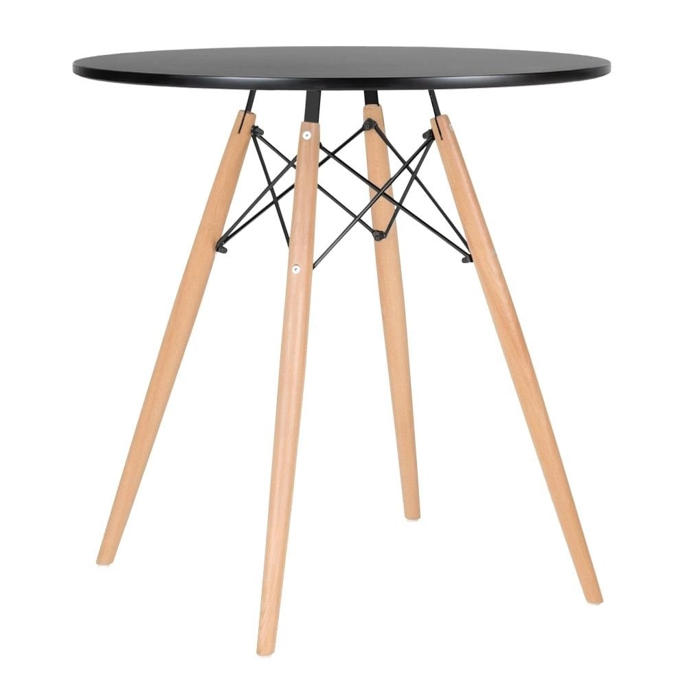 Mesa redonda Eames 70 cm preto + 4 cadeiras Eiffel DSW Roxo Mesa redonda Eames 70 cm preto + 4 cadeiras Eiffel DSW Roxo