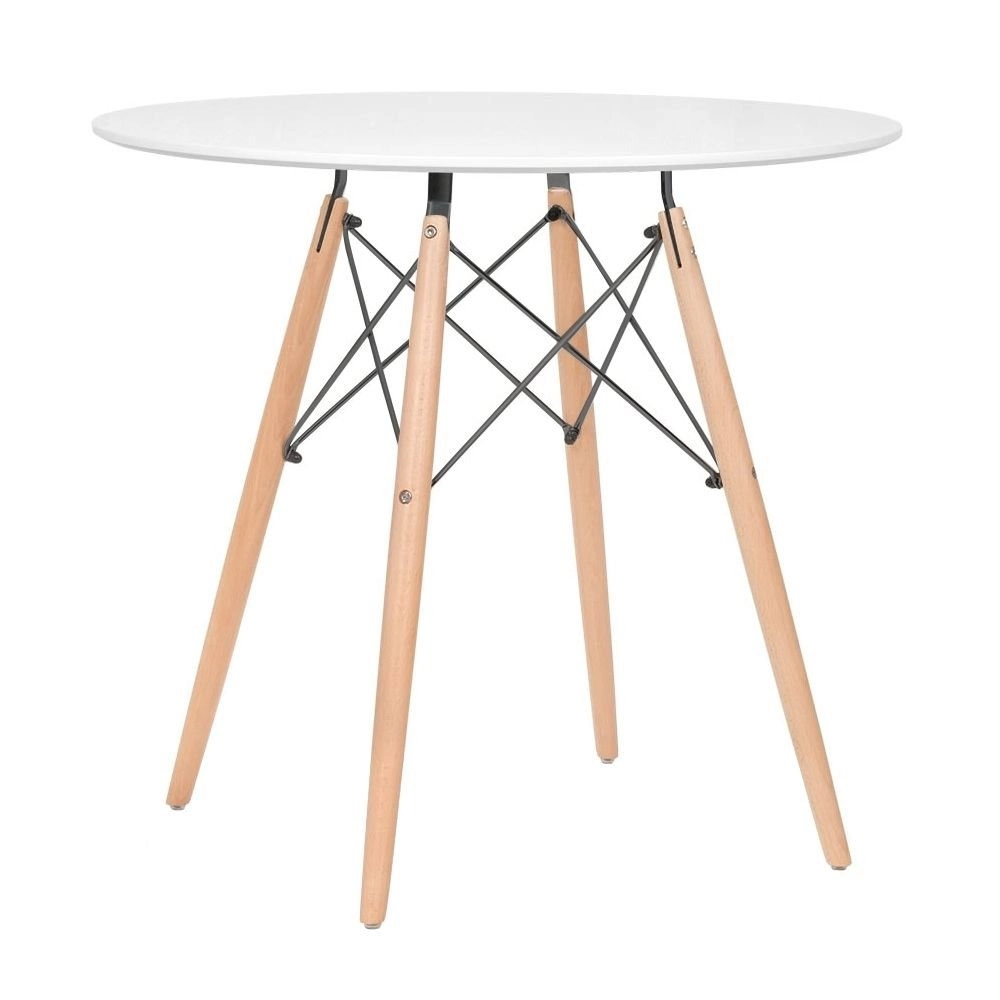 Mesa redonda Eames 80 cm + 4 cadeiras Eames Eiffel DSW - Nude Mesa redonda Eames 80 cm + 4 cadeiras Eames Eiffel DSW - Nude