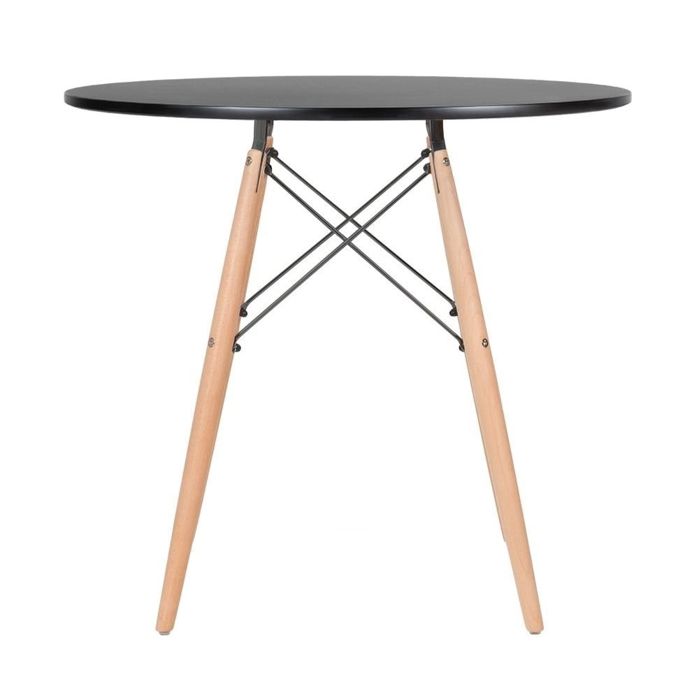 Mesa redonda Eames 80 cm preto + 2 cadeiras Eiffel Botonê - Preto Mesa redonda Eames 80 cm preto + 2 cadeiras Eiffel Botonê - Preto