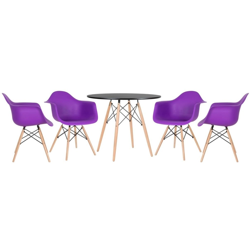 Mesa redonda Eames 90 cm + 4 cadeiras Eiffel DAW - Roxo Mesa redonda Eames 90 cm + 4 cadeiras Eiffel DAW - Roxo