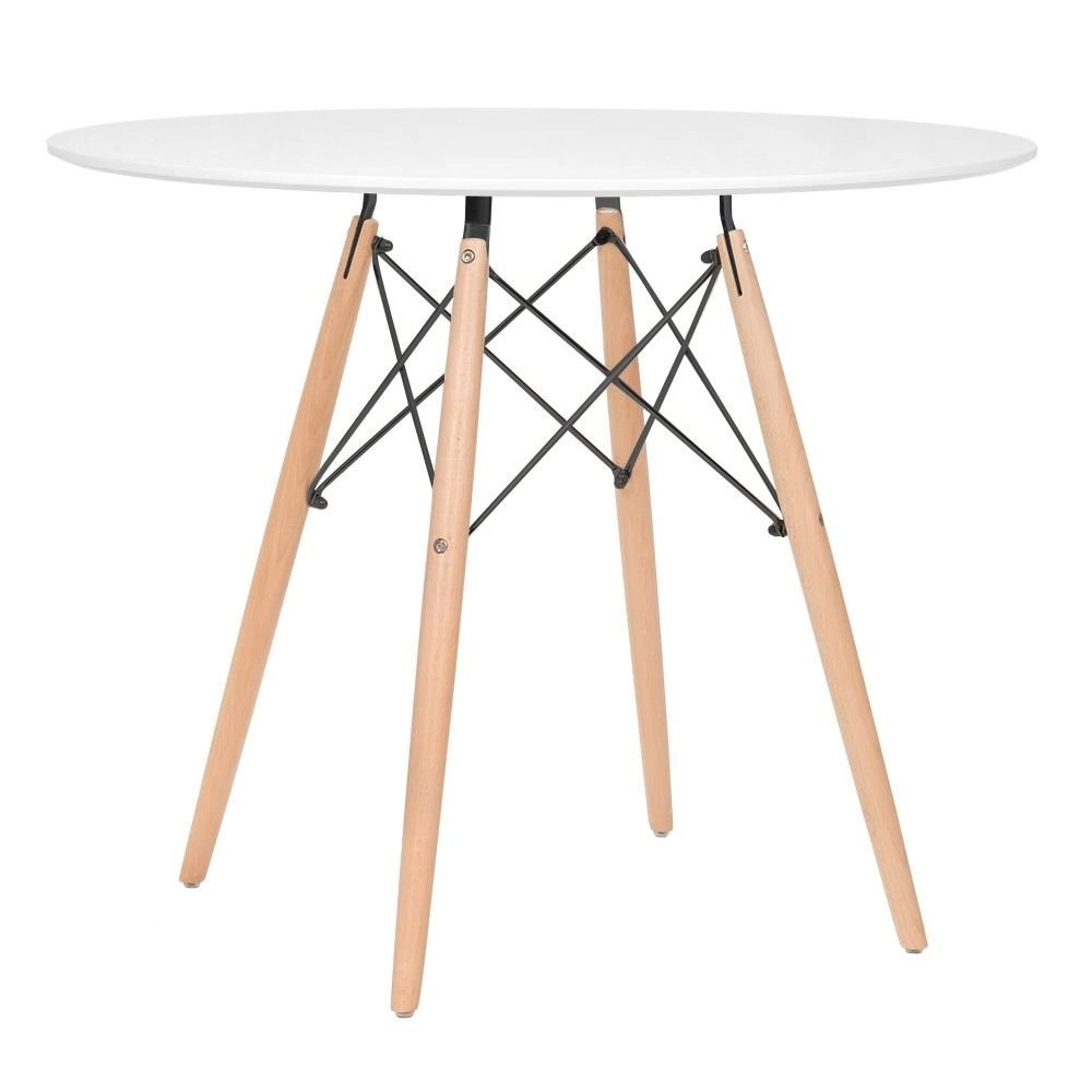 Mesa redonda Eames 90 cm branco + 4 cadeiras Eames Eiffel DSW - Laranja Mesa redonda Eames 90 cm branco + 4 cadeiras Eames Eiffel DSW - Laranja