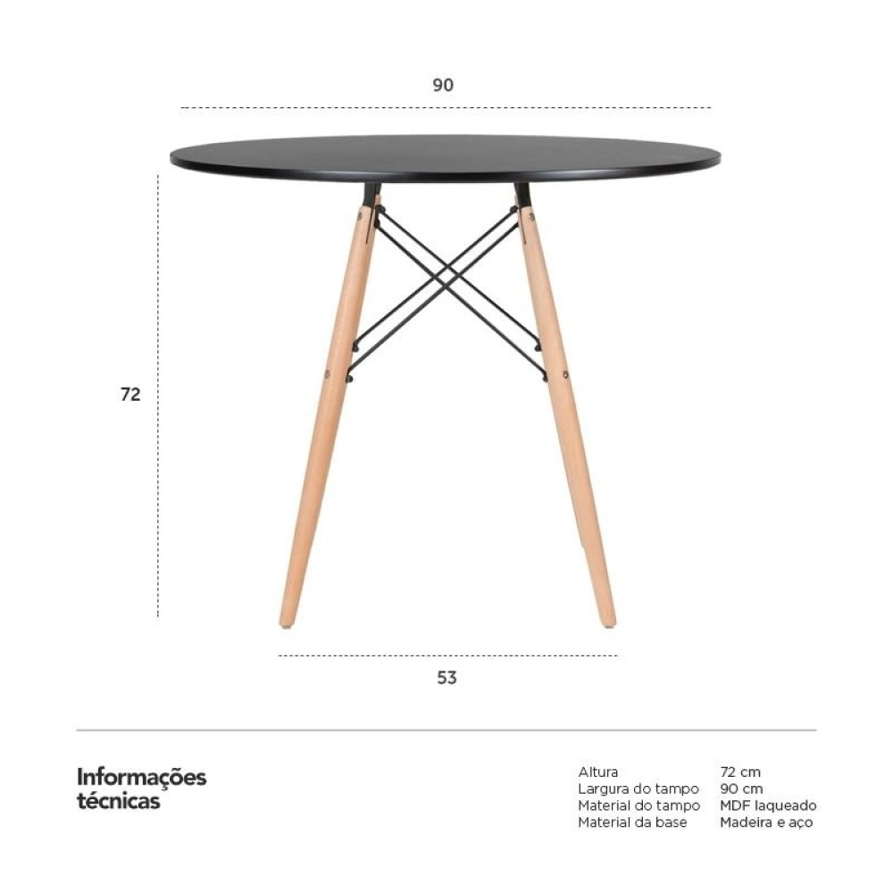 Mesa redonda Eames 90 cm branco + 4 cadeiras Eames Eiffel DSW - Nude Mesa redonda Eames 90 cm branco + 4 cadeiras Eames Eiffel DSW - Nude