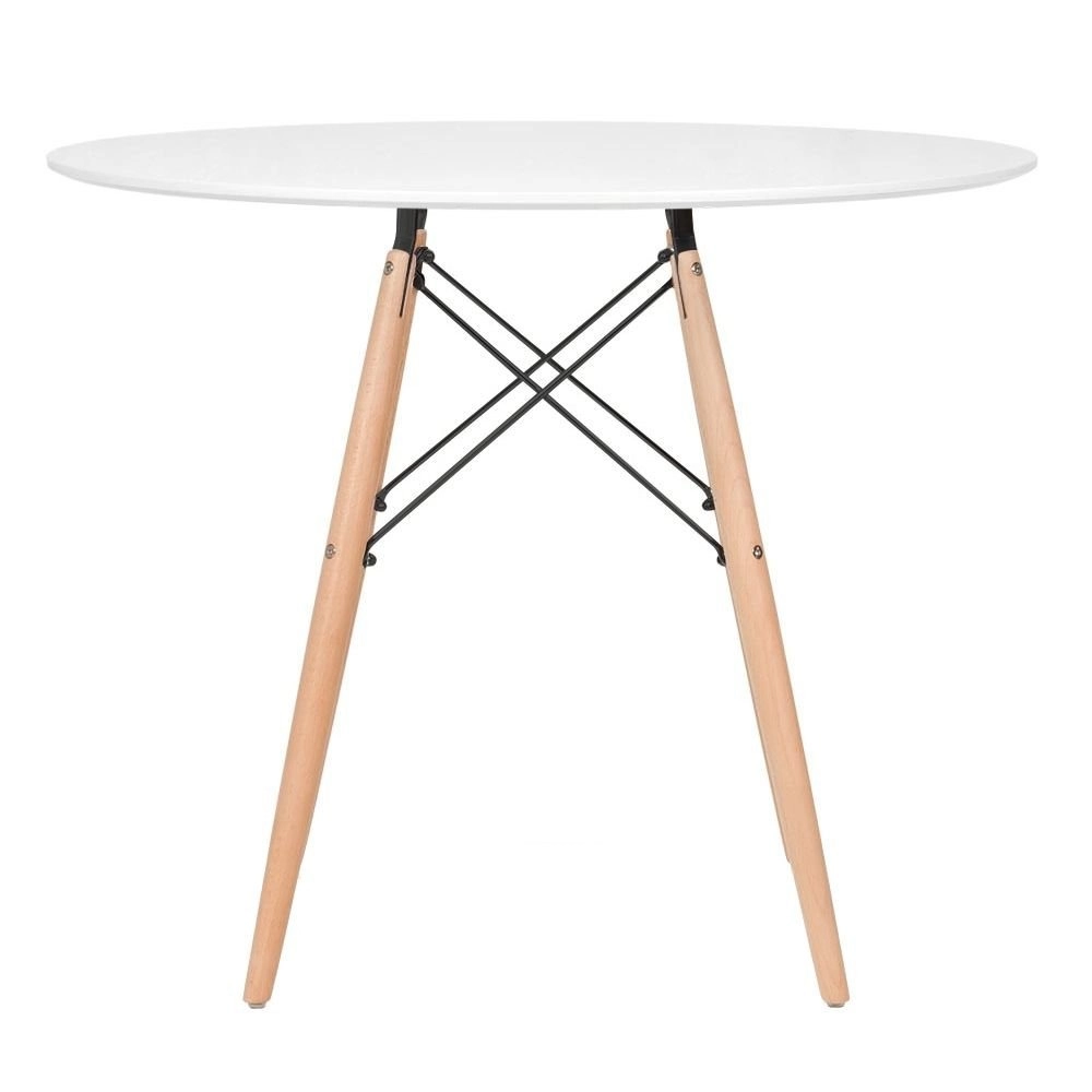 Mesa redonda Eames 90 cm branco + 4 cadeiras Eames Eiffel DSW - Nude Mesa redonda Eames 90 cm branco + 4 cadeiras Eames Eiffel DSW - Nude