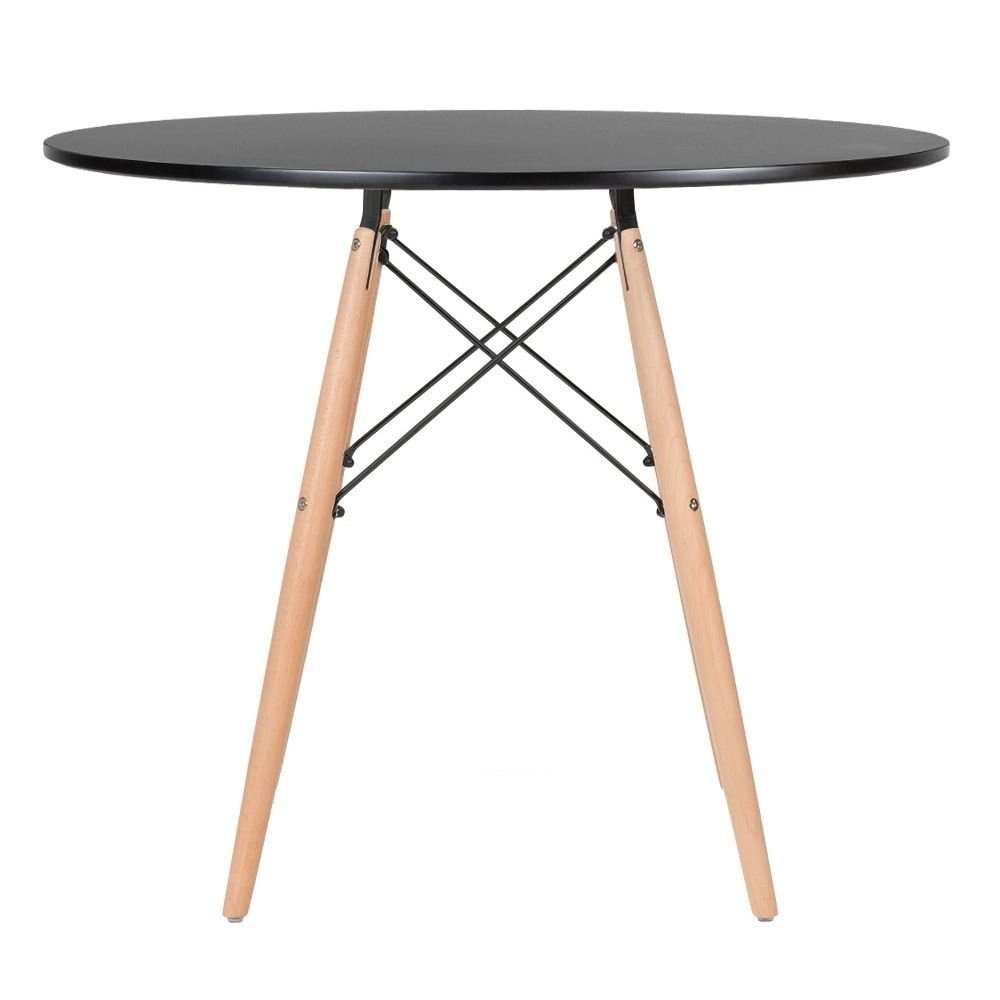 Mesa redonda Eames 90 cm preto + 3 cadeiras Eiffel Dsw - Preto Mesa redonda Eames 90 cm preto + 3 cadeiras Eiffel Dsw - Preto