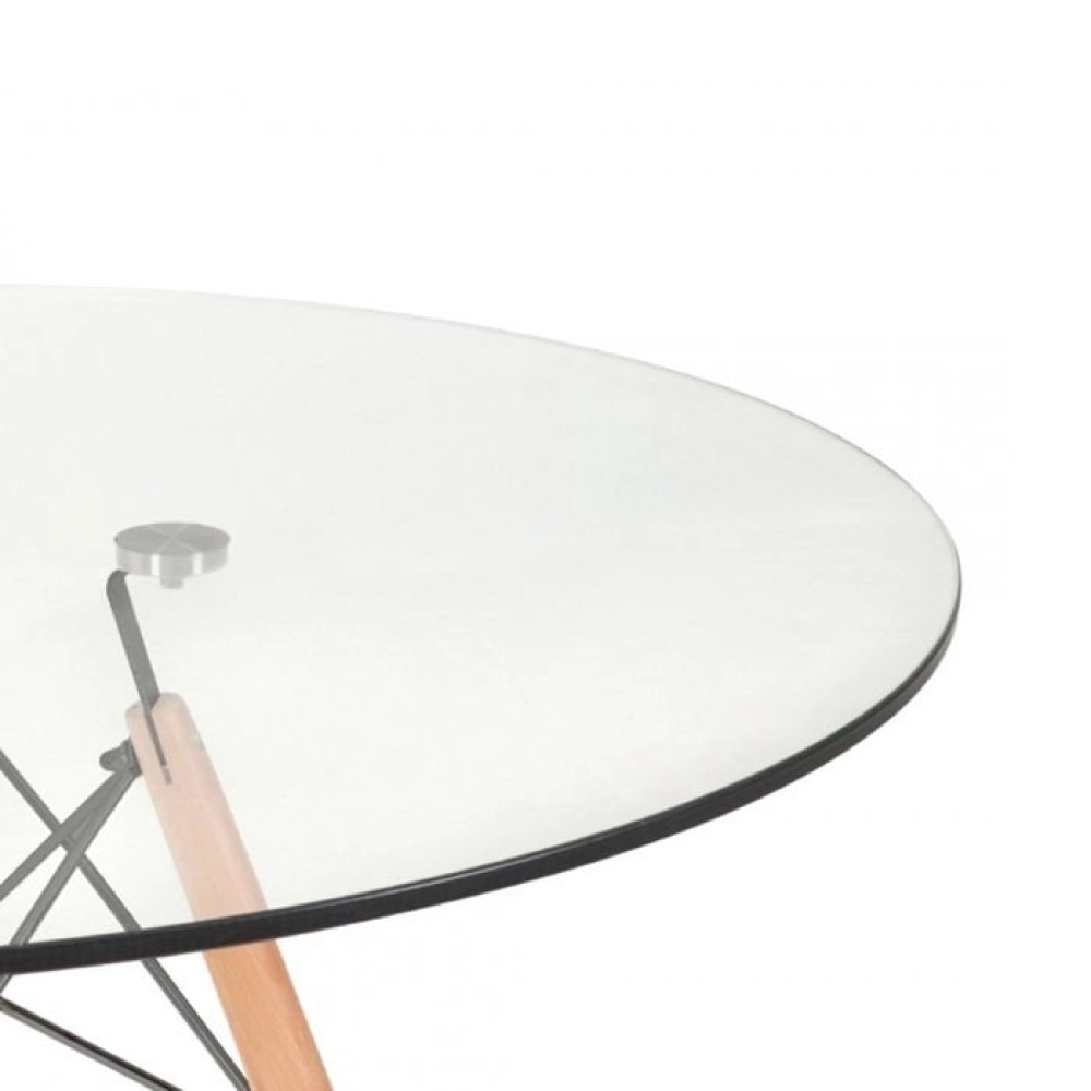 Mesa redonda Eames com tampo de vidro 100 cm + 4 cadeiras Eiffel Botonê - Cinza Escuro Mesa redonda Eames com tampo de vidro 100 cm + 4 cadeiras Eiffel Botonê - Cinza Escuro