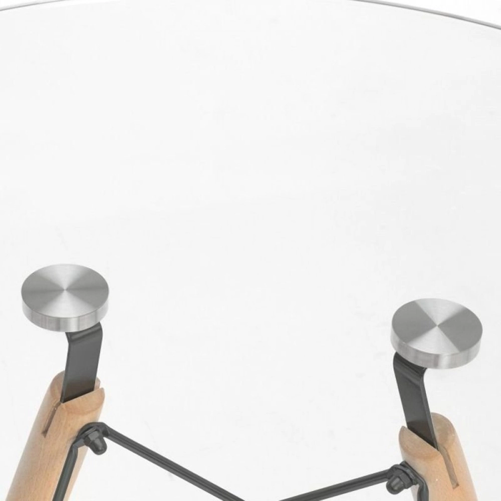 Mesa redonda Eames com tampo de vidro 120 cm + 6 cadeiras Eiffel DAW - Branco