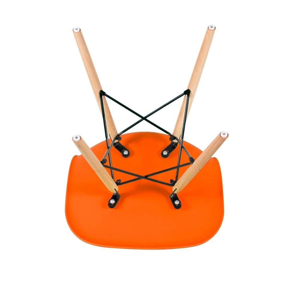 Mesa redonda Eames com tampo de vidro 70 cm + 2 cadeiras Eiffel DSW - Laranja Mesa redonda Eames com tampo de vidro 70 cm + 2 cadeiras Eiffel DSW - Laranja
