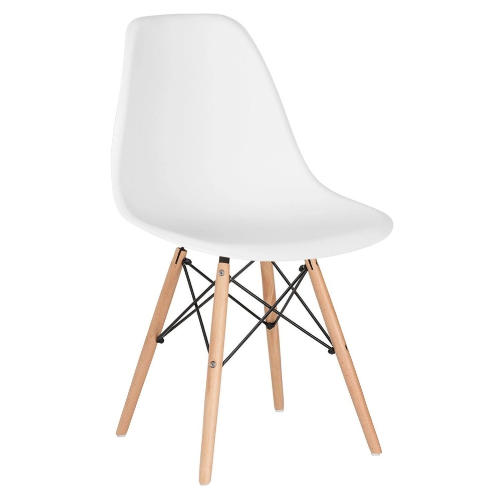 Mesa redonda Eames com tampo de vidro 80 cm + 2 cadeiras Eiffel DSW - Branco Mesa redonda Eames com tampo de vidro 80 cm + 2 cadeiras Eiffel DSW - Branco