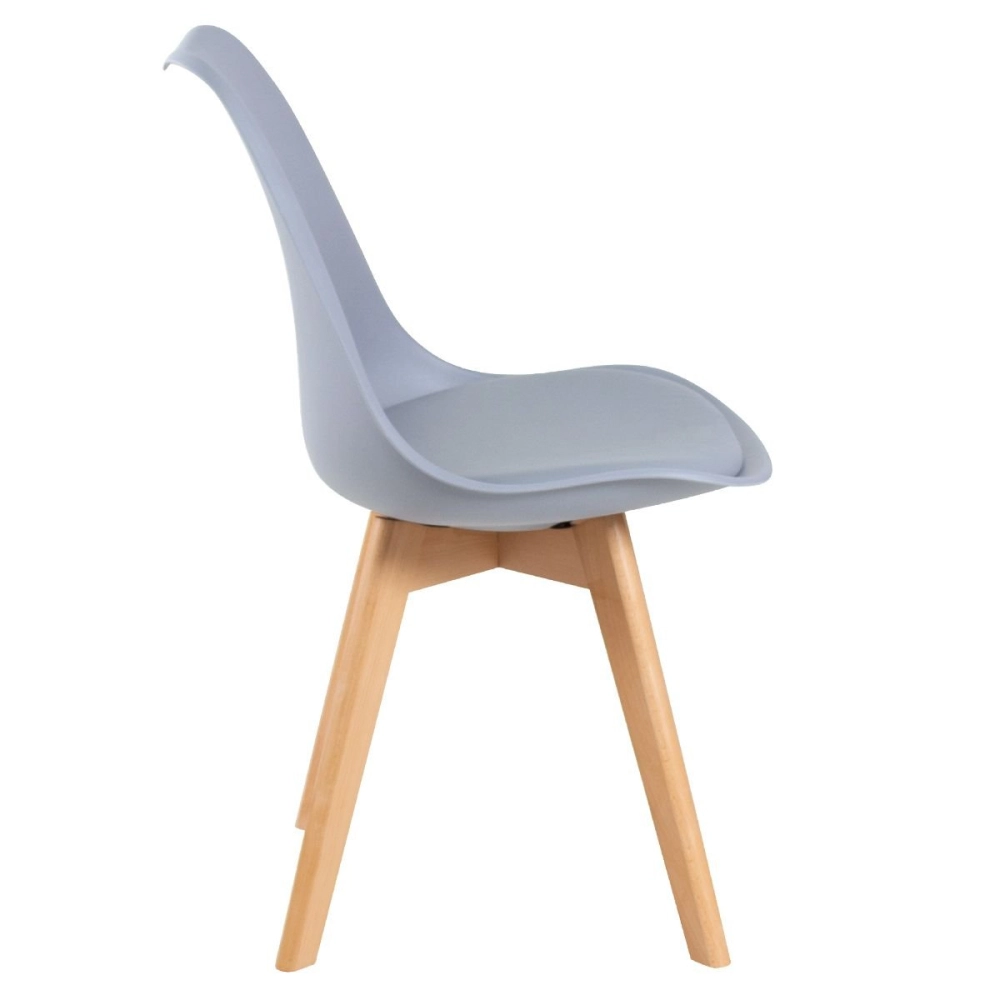 Mesa redonda Leda 80 cm branco + 2 cadeiras estofadas Leda Cinza Claro