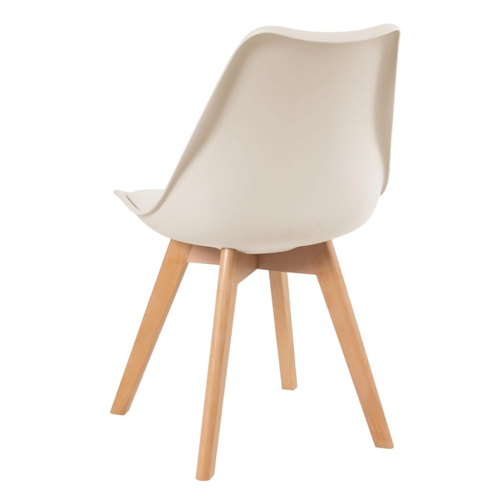 Mesa redonda Leda 80 cm branco + 4 cadeiras estofadas Leda Creme Mesa redonda Leda 80 cm branco + 4 cadeiras estofadas Leda Creme