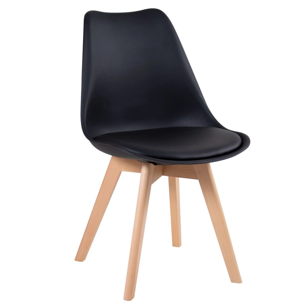 Mesa redonda Leda 80 cm branco + 4 cadeiras estofadas Leda Preto