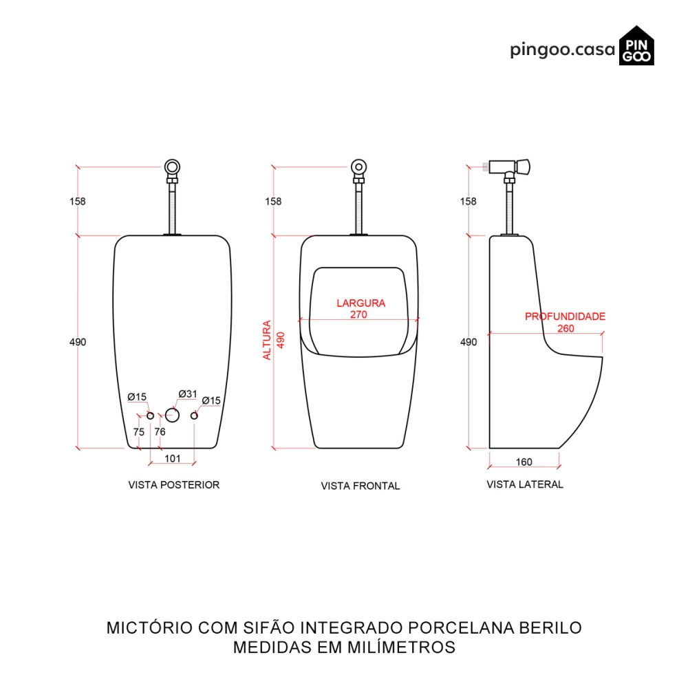 Mictório com Sifão Integrado Berilo Branco