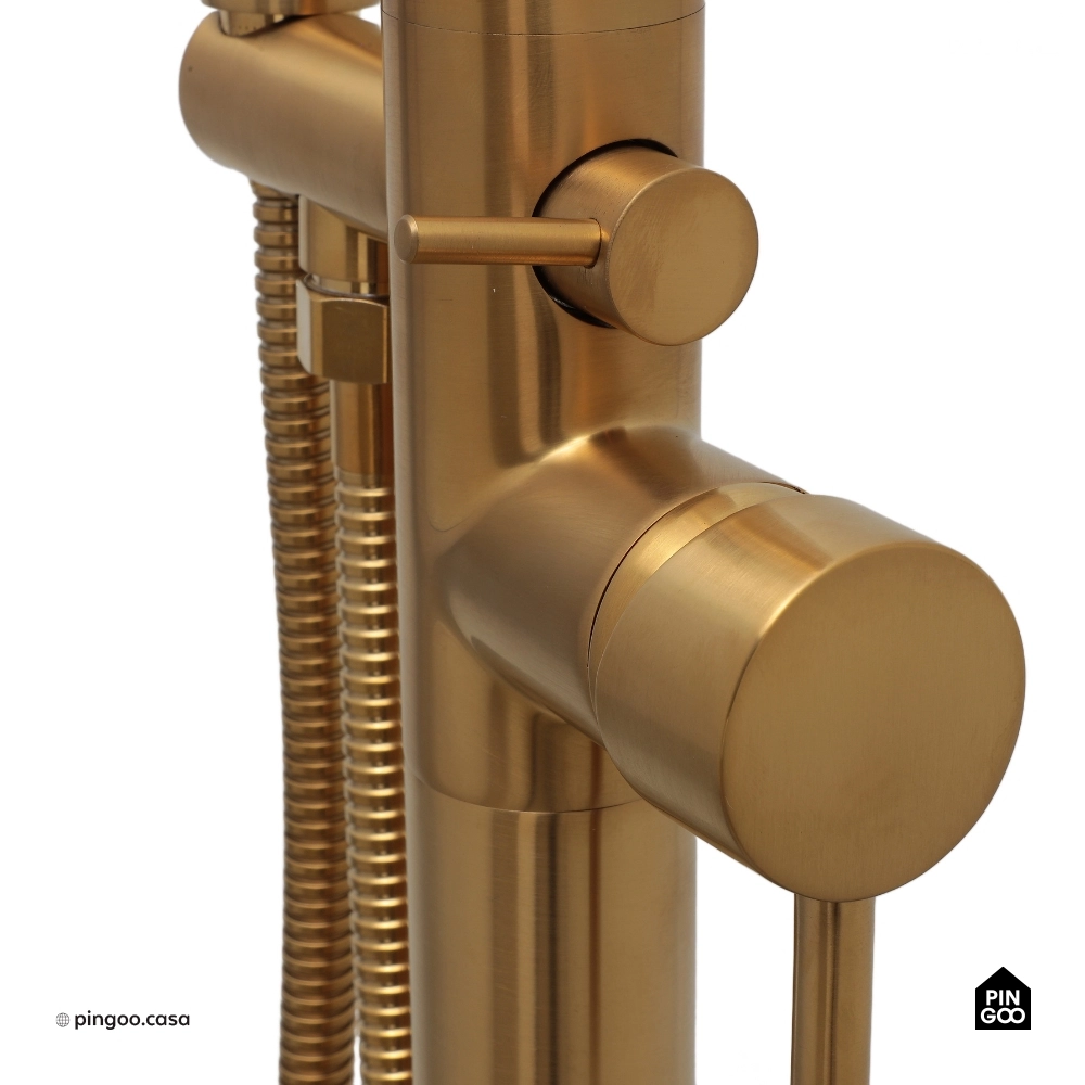 Misturador Monocomando de Piso para Banheira Uraim Dourado Misturador Monocomando de Piso para Banheira Uraim Dourado