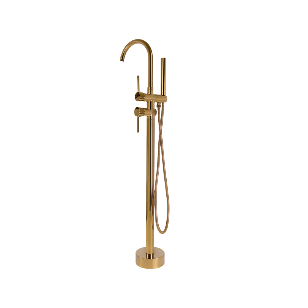 Misturador Monocomando de Piso para Banheira Uraim Dourado Cromado