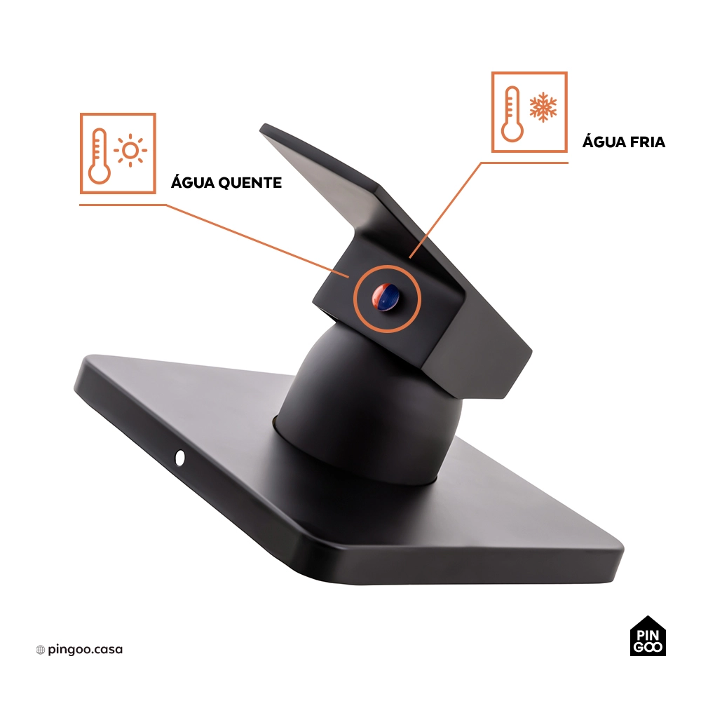 Misturador Monocomando para Chuveiro Quadrado Purangi - Preto