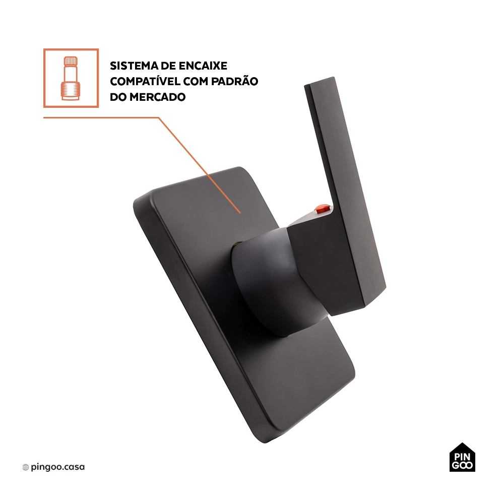 Misturador Monocomando para Chuveiro Quadrado Purangi - Preto