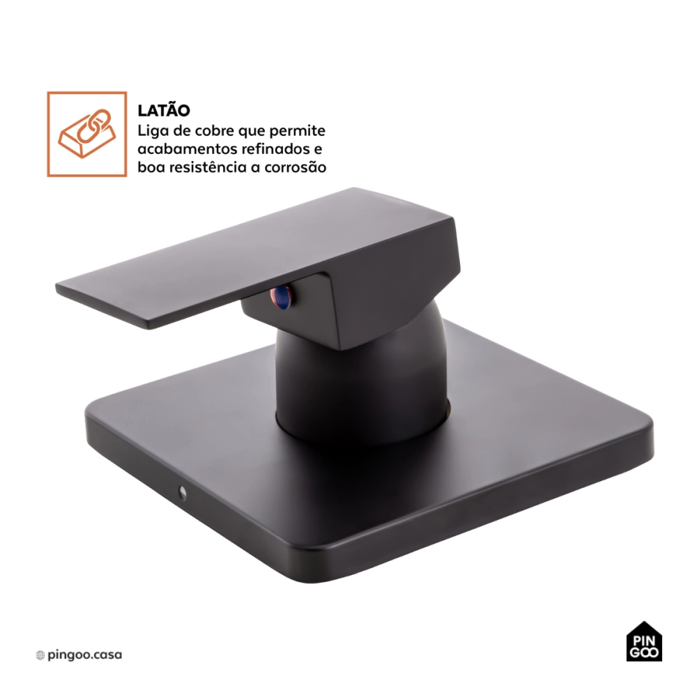 Misturador Monocomando para Chuveiro Quadrado Purangi - Preto