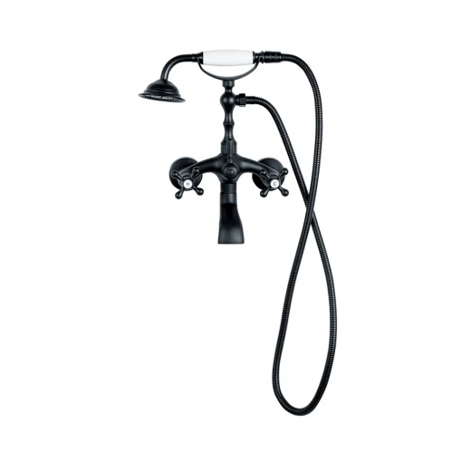 Misturador Duplo Comando de Parede para Banheira Retrô Vintage Itinga Preto