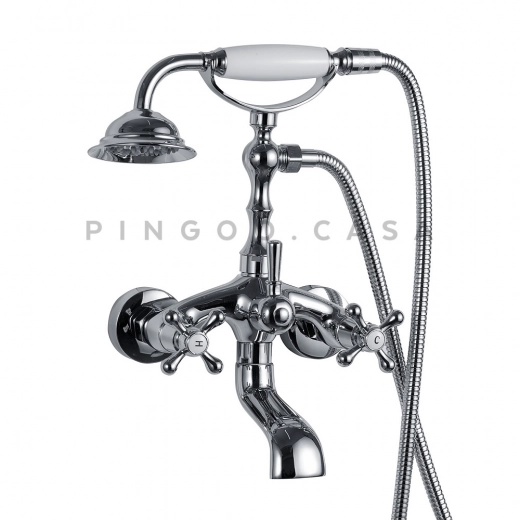 Misturador Duplo Comando de Parede para Banheira Retrô Vintage Itinga Prata