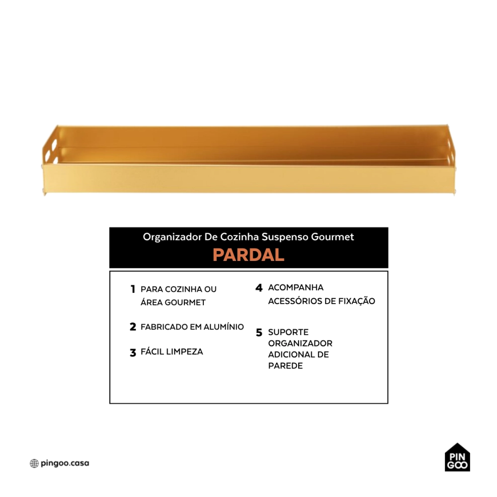 Organizador De Cozinha Suspenso Gourmet Pardal Pingoo.casa - Dourado Organizador De Cozinha Suspenso Gourmet Pardal Pingoo.casa - Dourado