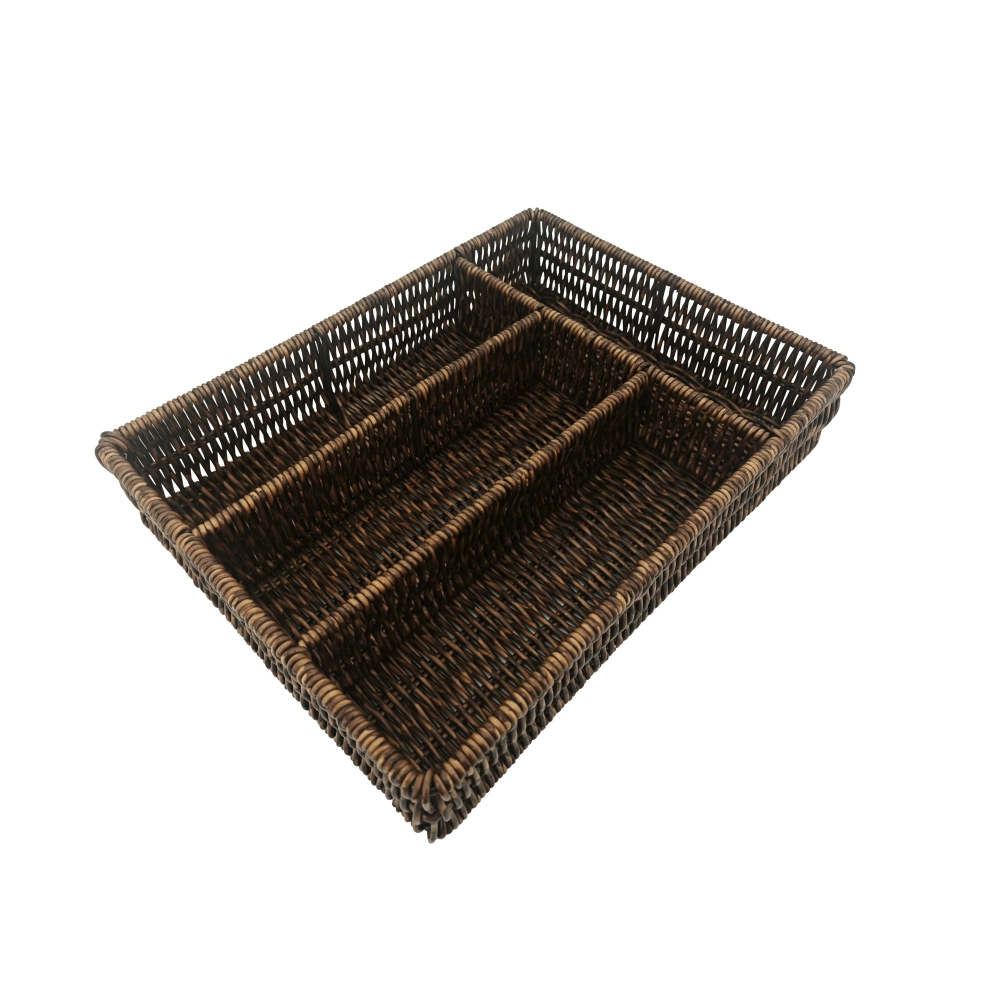 Porta Talher Com Divisória Rattan Rustic - Mimo Style Porta Talher Com Divisória Rattan Rustic - Mimo Style