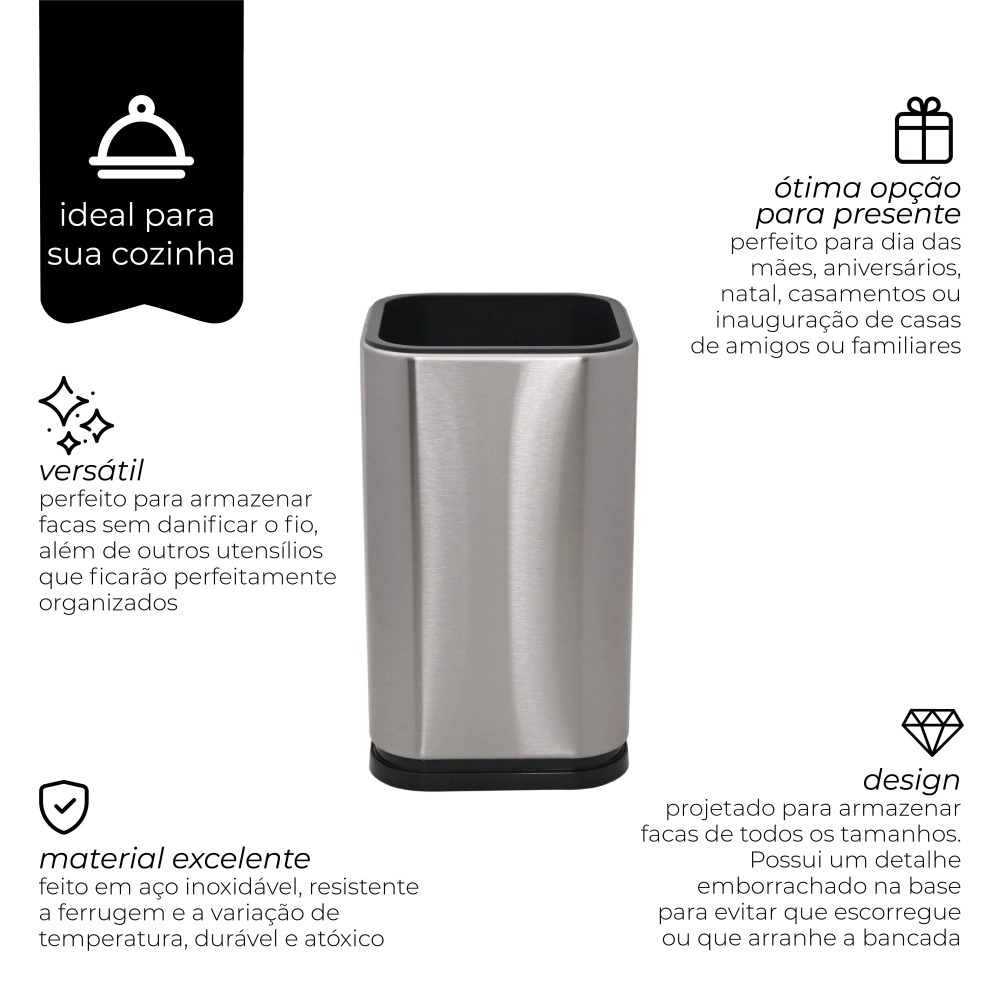 Porta Utensílios Inox - Mimo Style