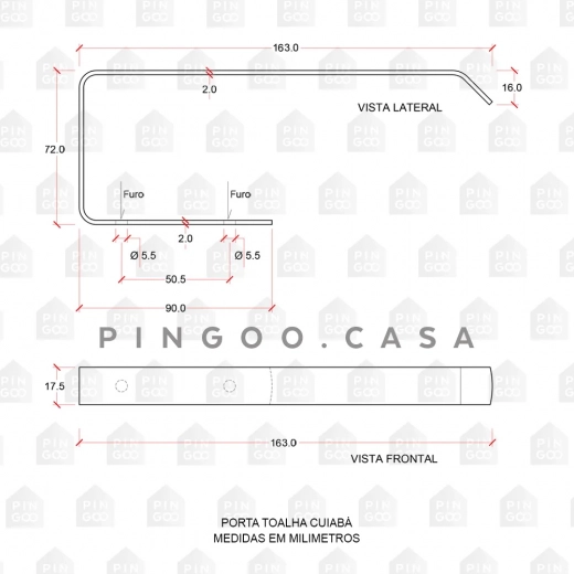 Porta Papel Higiênico Cuiabá Dourado