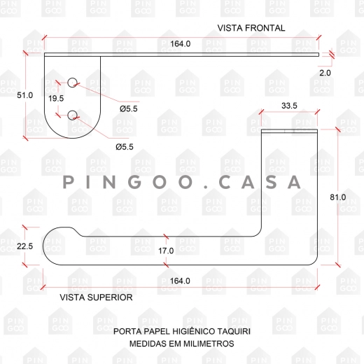 Porta Papel Higiênico Taquiri Dourado