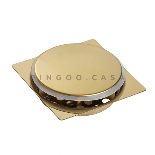 Ralo Click Up Quadrado para Chão 10cm Inox Dourado