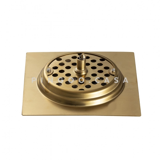 Ralo Click Up Quadrado para Chão 15cm Inox Dourado