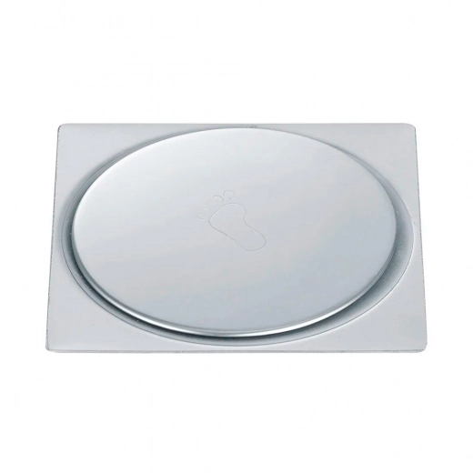 Ralo Click Up Quadrado para Chão 10cm Inox Prata