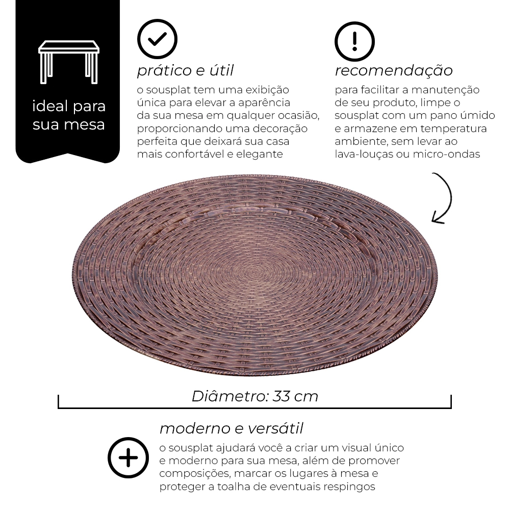 Sousplat Rattan Bronze - Mimo Style Sousplat Rattan Bronze - Mimo Style