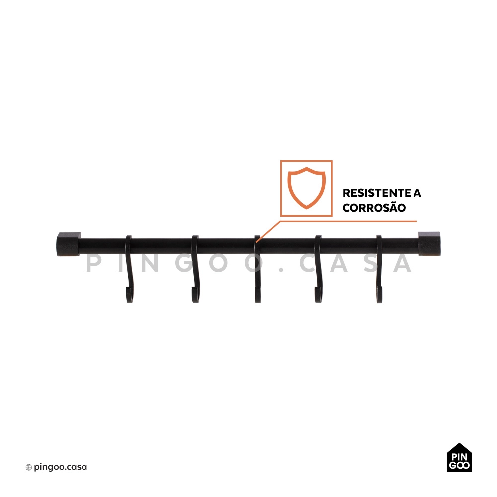 Suporte Organizador De Cozinha Suspenso Garça Preto