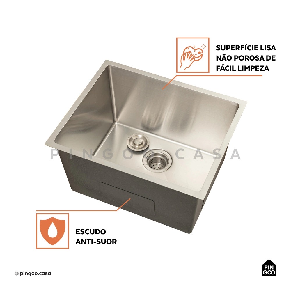 Tanque de Aço Inox 304 Manaxos 54x44 Prata